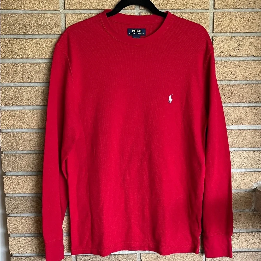 Polo by Ralph Lauren Bright Red Ribbed Crewneck Shirt